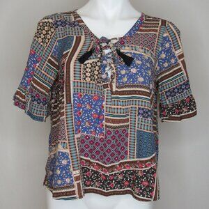 American Eagle Patchwork Boho Tunic Top Women's M Medium